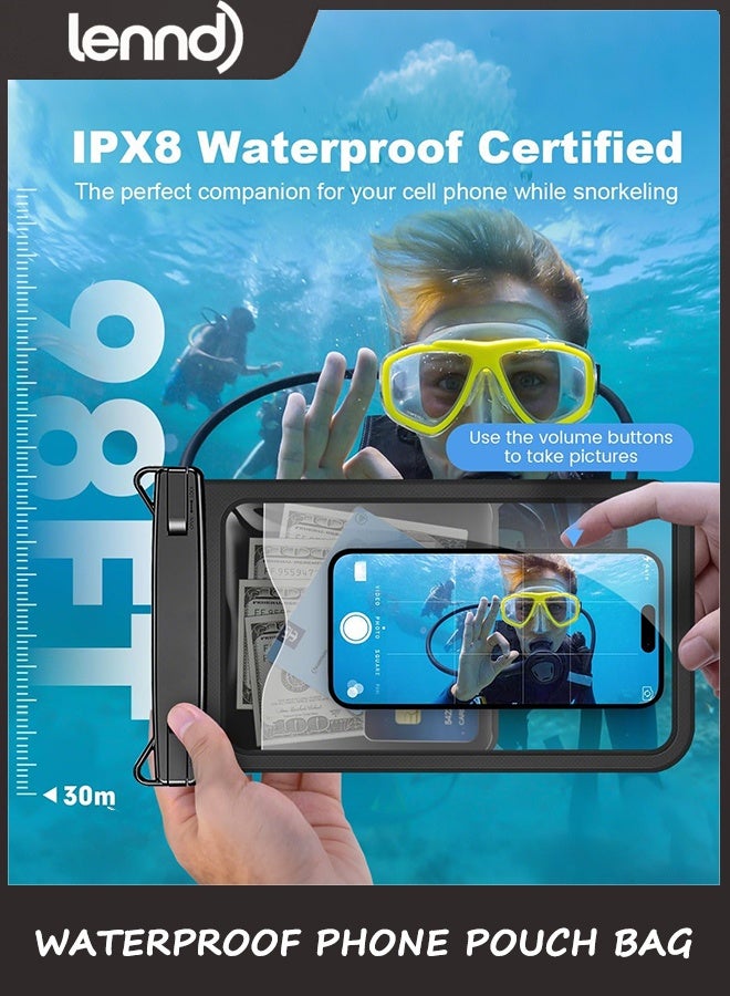 LENND [Up to 25cm] Large Waterproof Phone Pouch Bag - 2 Pack IPX8 Waterproof Phone Case for iPhone 17 16 15 Pro Max Galaxy S25 S24 Ultra, Touchscreen & Underwater Photography, Beach Cruise Travel Essentials - Image 2